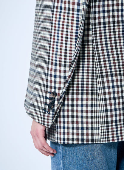 Bottega Veneta Women Structured Check-Cotton Blazer by Luosophy