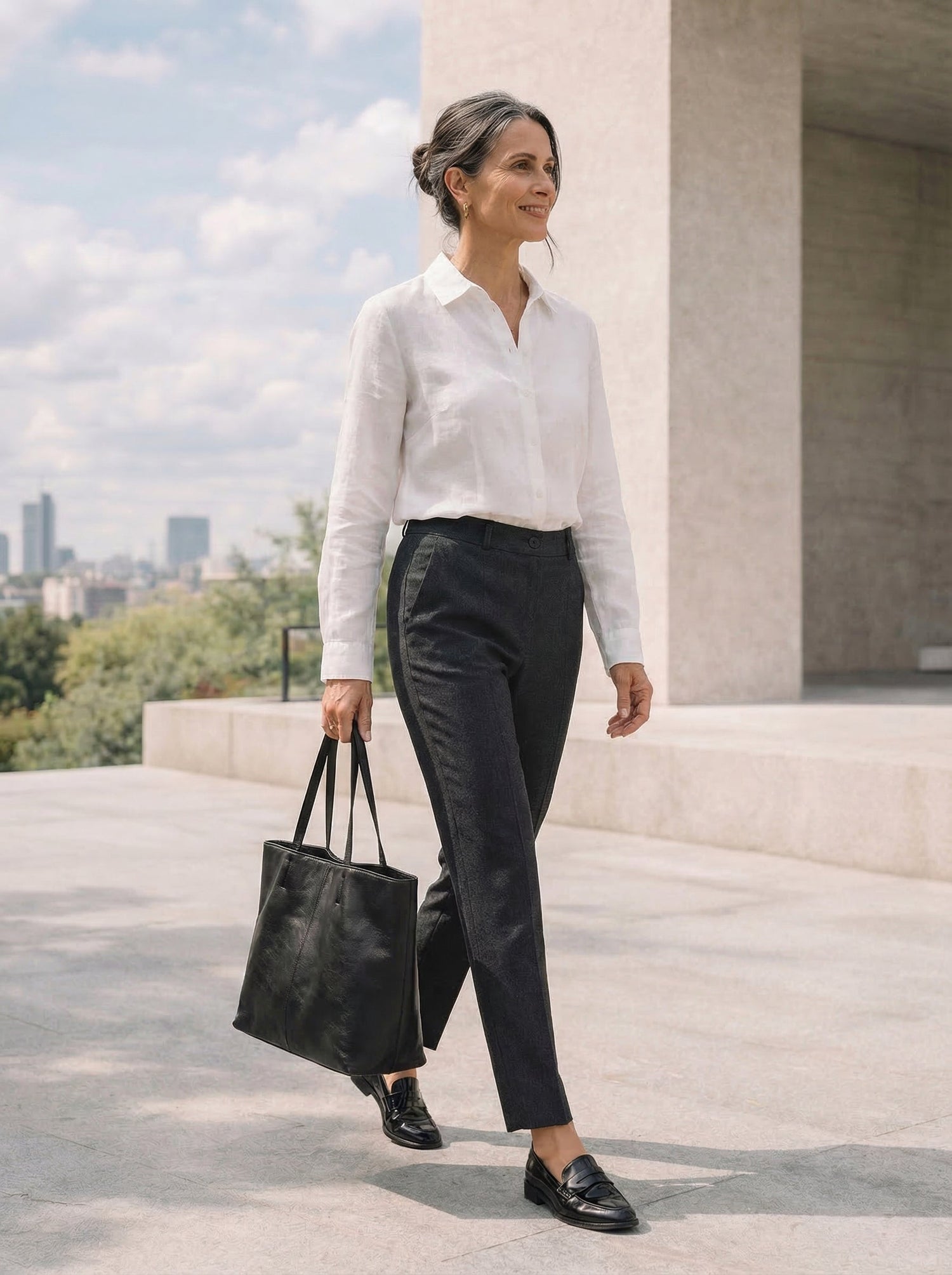 Linen Tailored Straight Cropped Pants LOGAN by LINTICO