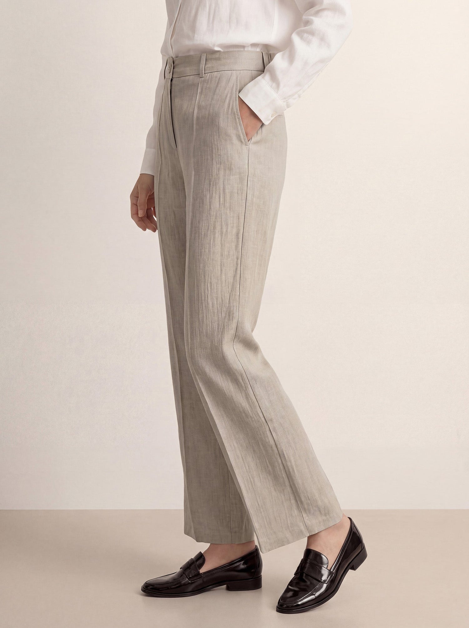 Linen Tailored Wide Leg Full Length Pants LEIGHTON by LINTICO