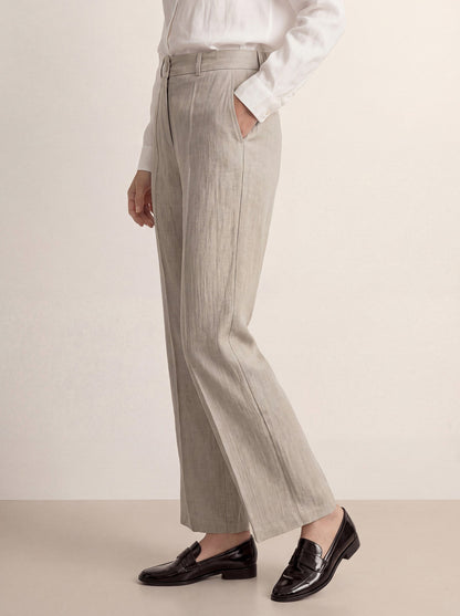 Linen Tailored Wide Leg Full Length Pants LEIGHTON by LINTICO