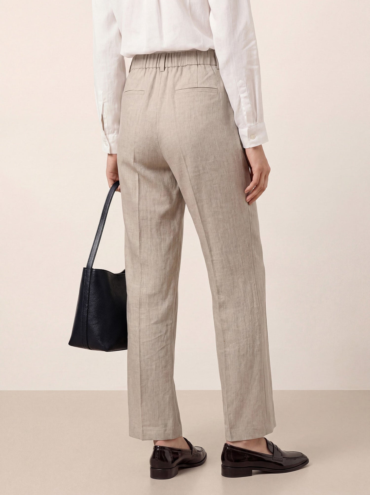 Linen Tailored Wide Leg Full Length Pants LEIGHTON by LINTICO