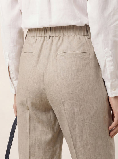 Linen Tailored Straight Full Length Pants LANDON by LINTICO