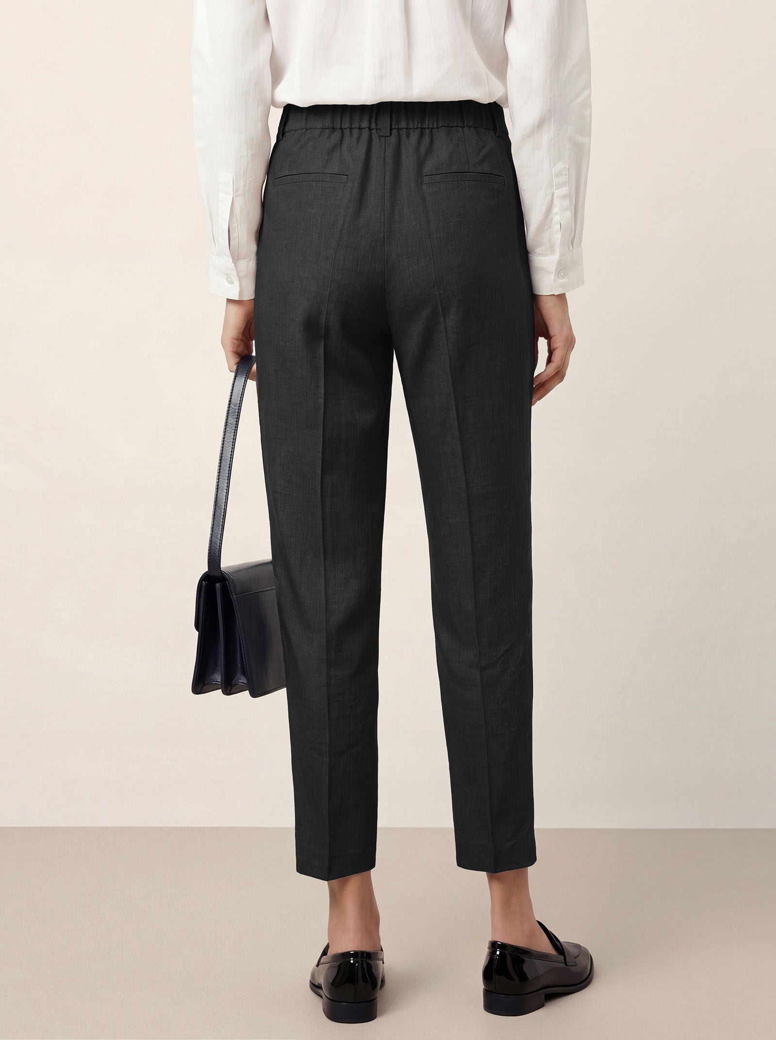 Linen Tailored Straight Cropped Pants LOGAN by LINTICO