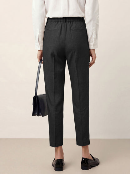 Linen Tailored Straight Cropped Pants LOGAN by LINTICO