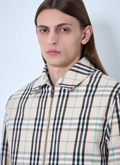 Burberry Men Check Cotton Harrington Jacket by Luosophy