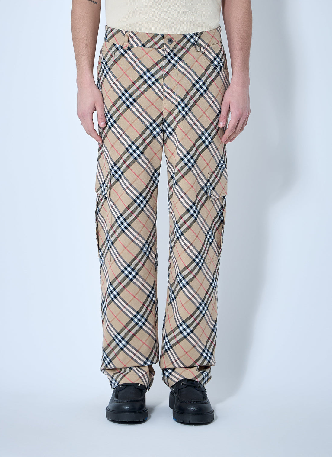 Burberry Men Check Linen-Blend Pants 
