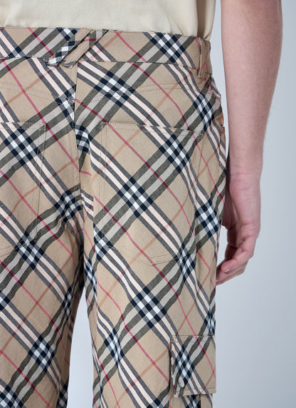 Burberry Men Check Linen-Blend Pants by Luosophy