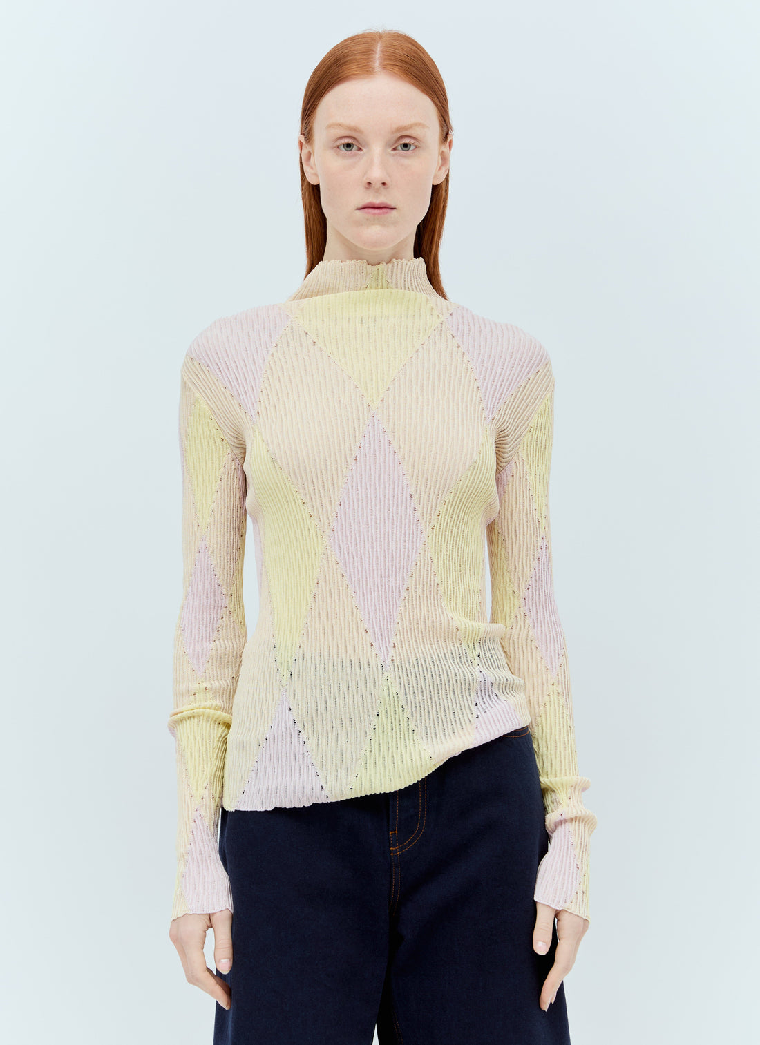 Burberry Women Argyle High-Neck Sweater by Luosophy