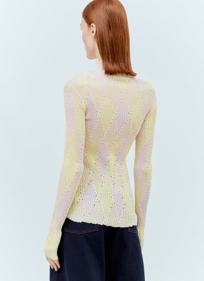 Burberry Women Argyle High-Neck Sweater by Luosophy