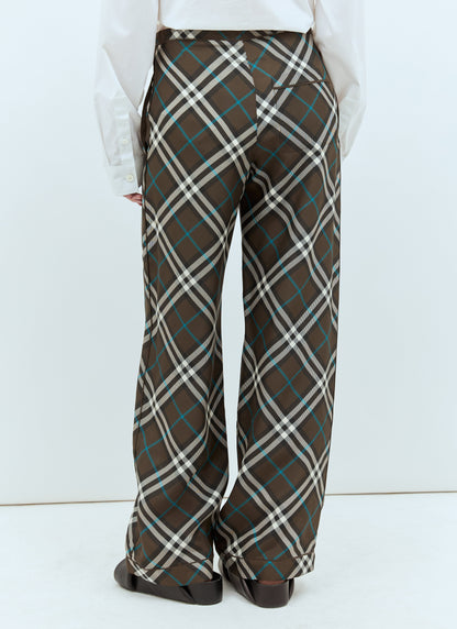 Burberry Women Check Silk Pants by Luosophy