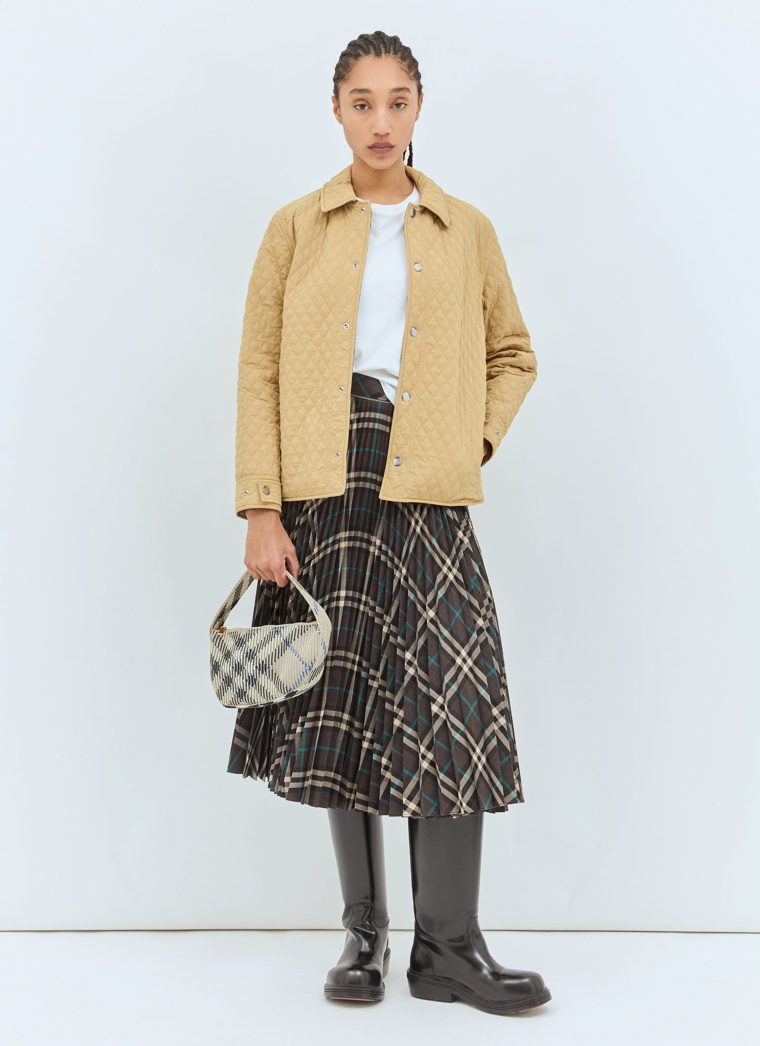 Burberry Women Check Mini Knitted Shoulder Bag by Luosophy