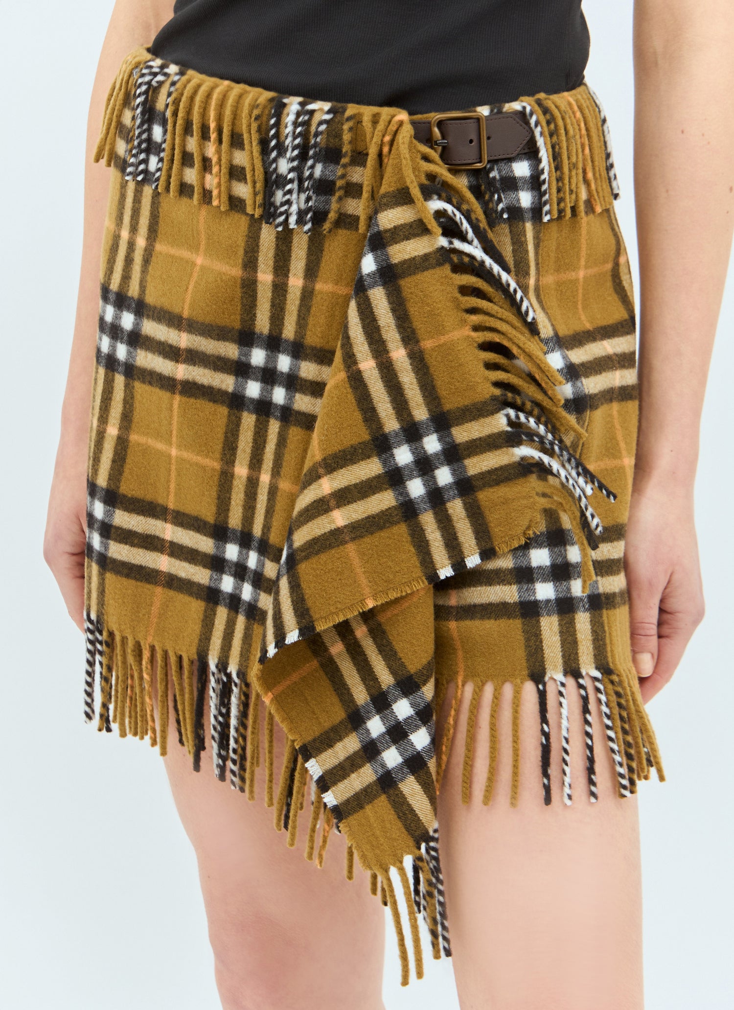 Burberry Women Check Wool And Cashmere Scarf Skirt by Luosophy