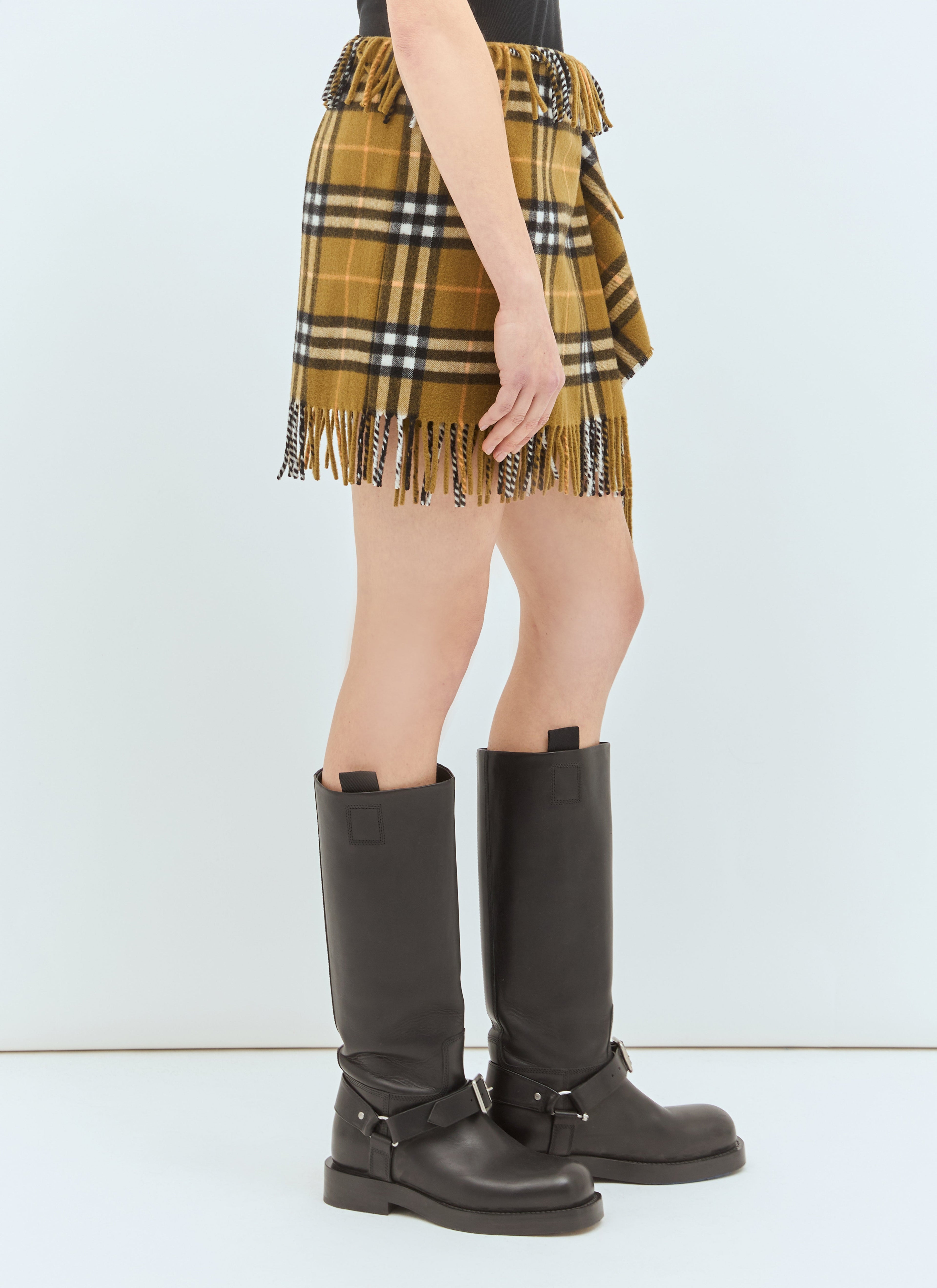Burberry Women Check Wool And Cashmere Scarf Skirt by Luosophy