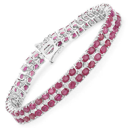 20.03 Carat Glass Filled Ruby and White Topaz .925 Sterling Silver Bracelet by Bids.com