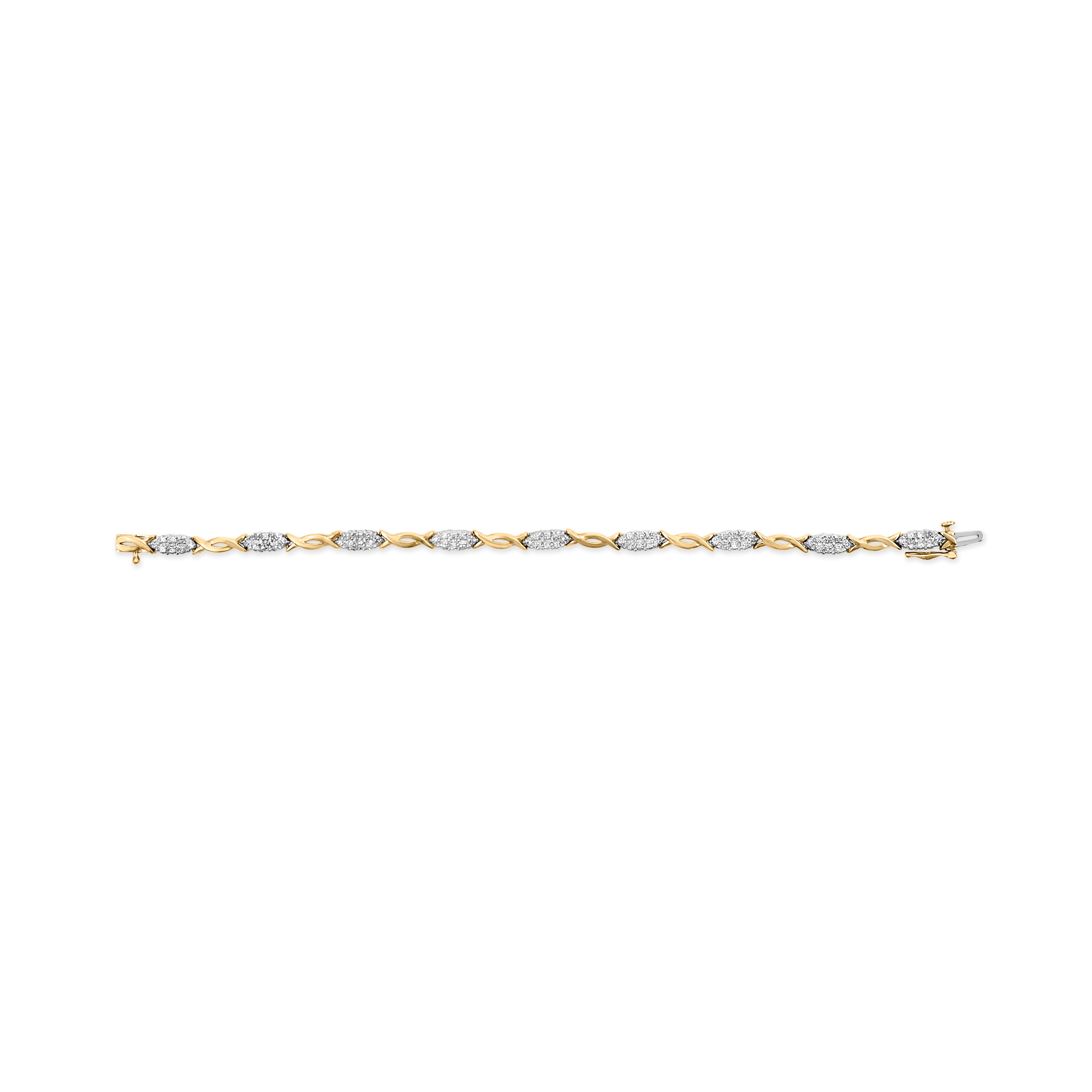 10K Yellow Gold 1.00 Cttw Round-Cut Diamond Spiral Link 7" Bracelet (H-I Color, I2-I3 Clarity) by Bids.com