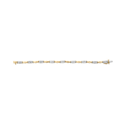 10K Yellow Gold 1.00 Cttw Round-Cut Diamond Spiral Link 7" Bracelet (H-I Color, I2-I3 Clarity) by Bids.com