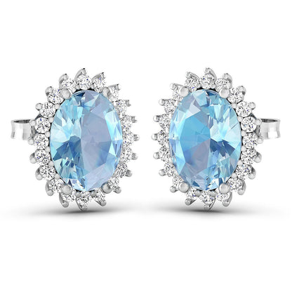 2.36 Carat Genuine Aquamarine and White Diamond 14K White Gold Earrings by Bids.com