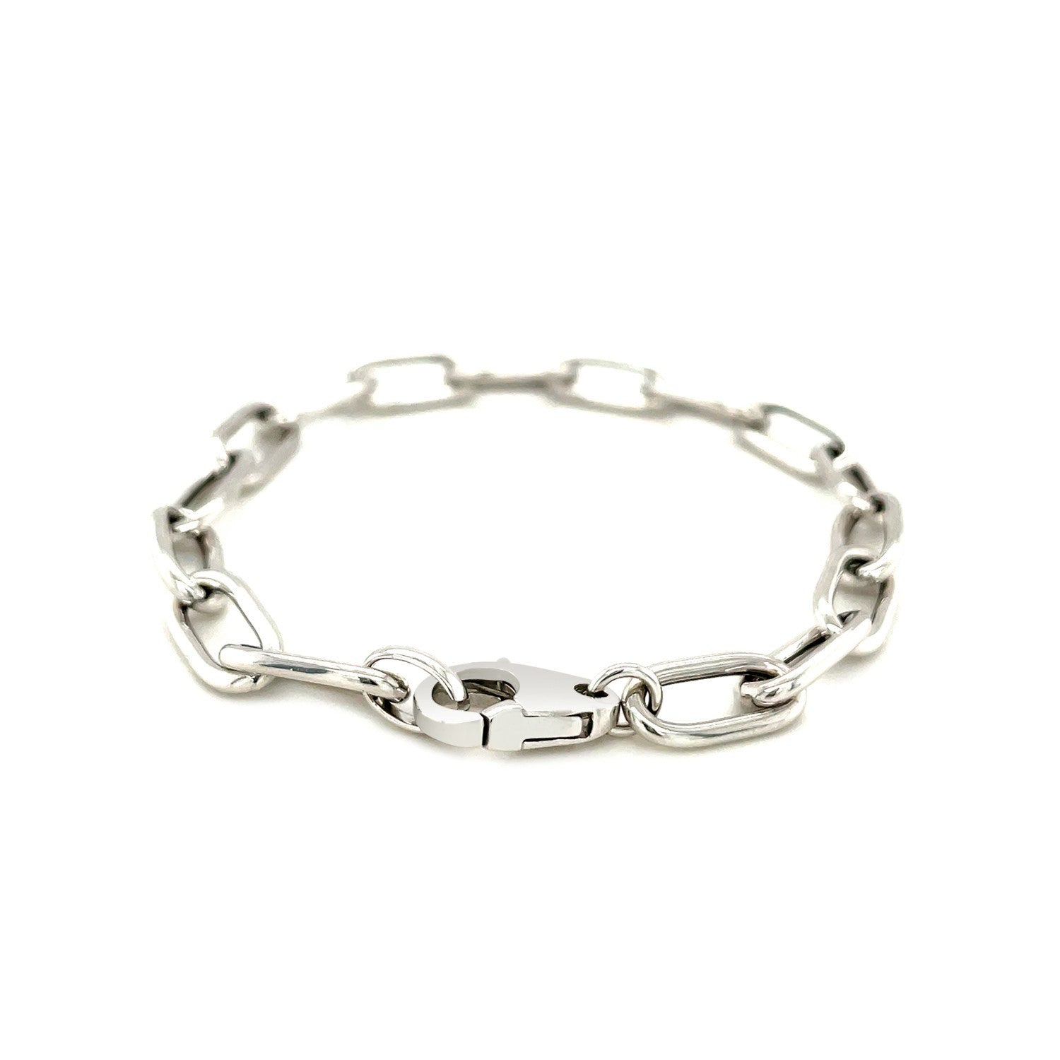 Sterling Silver Wide Paperclip Chain Bracelet by Bids.com