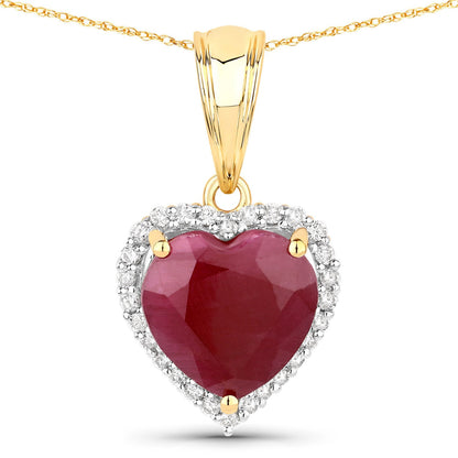 4.47 Carat Genuine Ruby and White Diamond 14K Yellow Gold Pendant by Bids.com