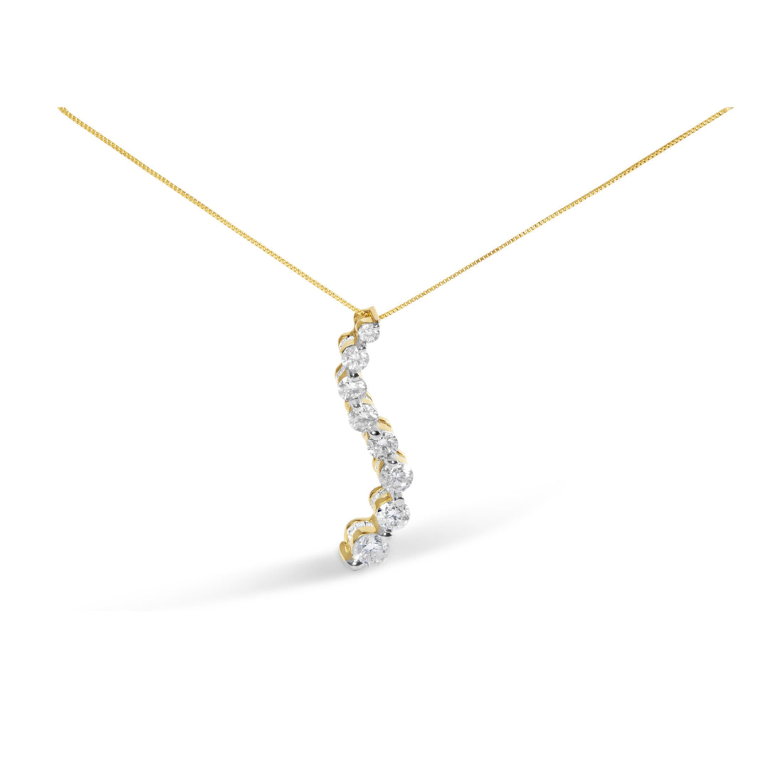 AGS Certified 14K Yellow Gold 3.0 Cttw Baguette and Brilliant Round-Cut Diamond Journey 18" Pendant Necklace (G-H Color, SI2-I1 Clarity) by Bids.com