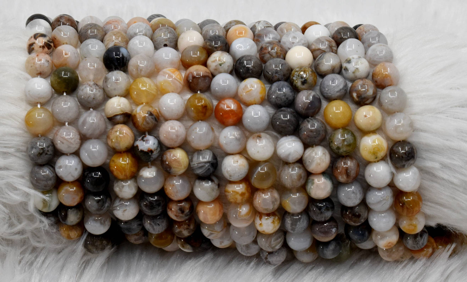 Bamboo Leaf Beads, Natural Crystal Round Beads 8mm  DestGlow