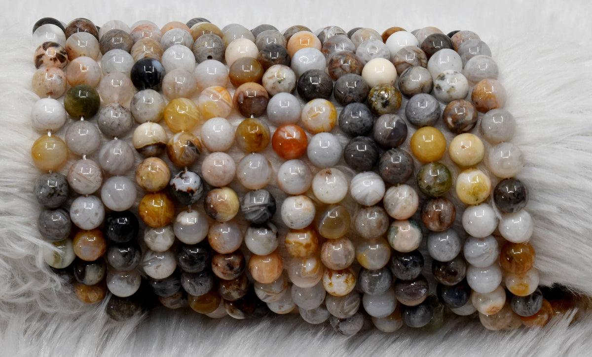 Bamboo Leaf Beads, Natural Crystal Round Beads 8mm  DestGlow