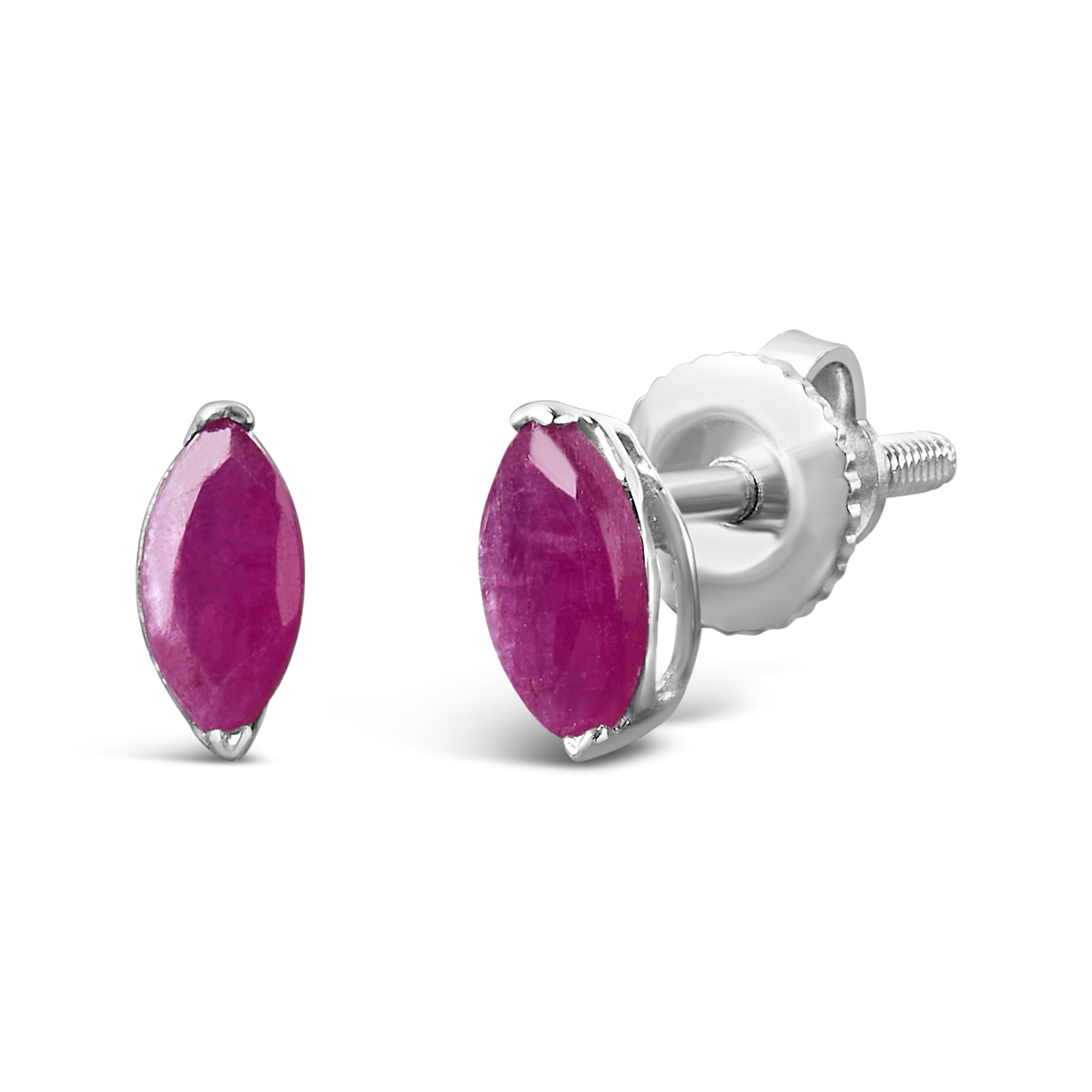 .925 Sterling Silver 1/2 Cttw Created Pink Ruby Gemstone Solitaire Stud Earrings by Bids.com