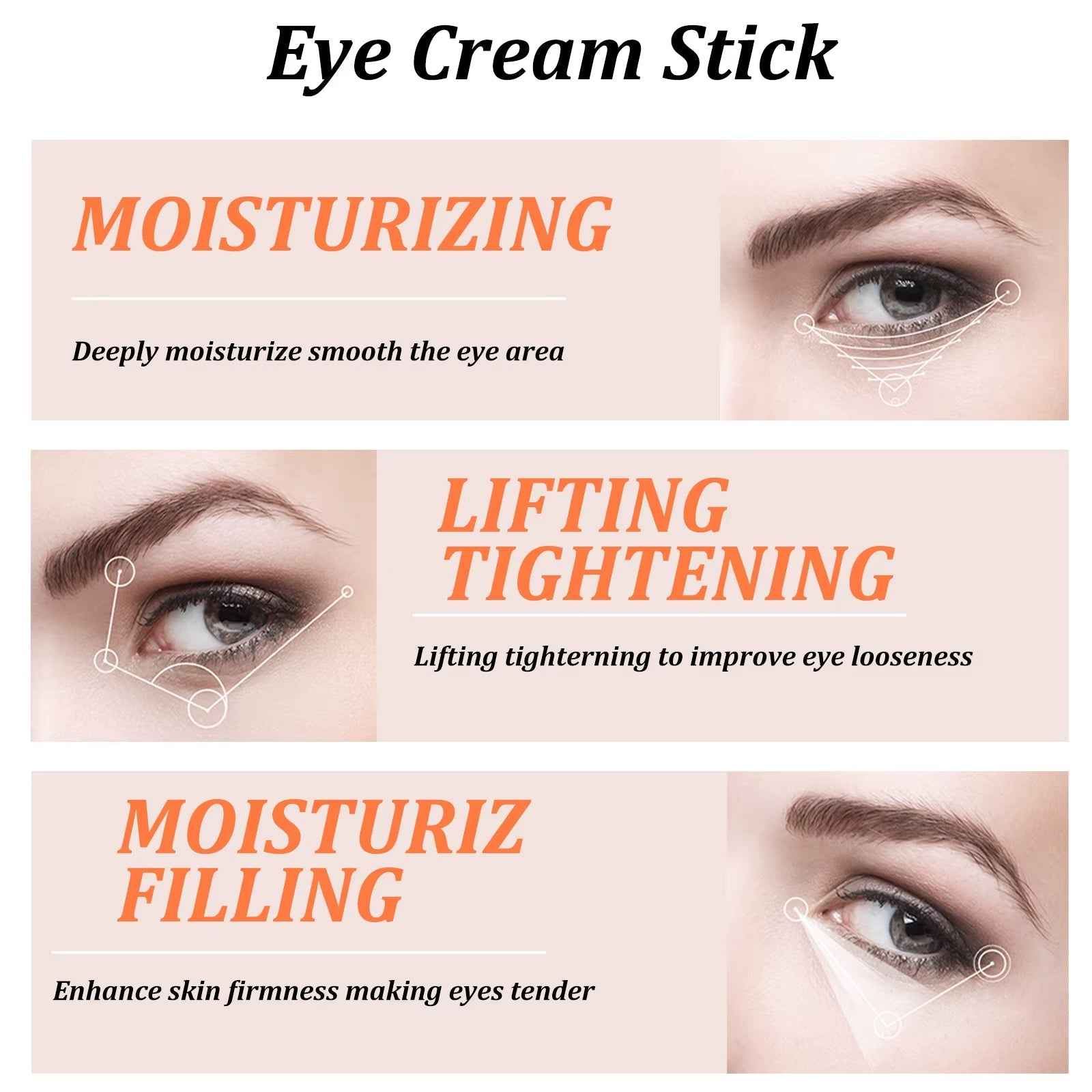 Snail Eye Cream Stick Collagen Fade Fine Lines Wrinkle Lightening Dark Circles Firming Eye Bags Puffiness Moisturizing Eye Cream