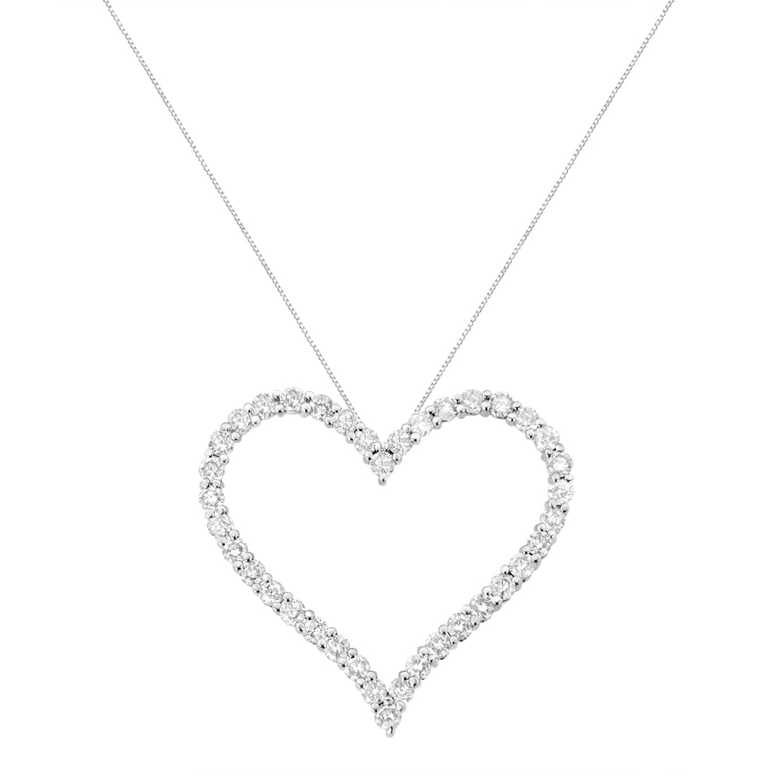 .925 Sterling Silver 3.0 cttw Round-Cut Diamond Open Heart Pendant Necklace (I-J Color, I2-I3 Clarity) - 18" by Bids.com