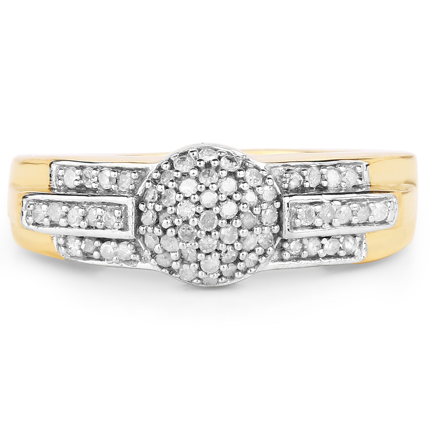 14K Yellow Gold Plated 0.30 Carat Genuine White Diamond .925 Sterling Silver Ring  DestGlow