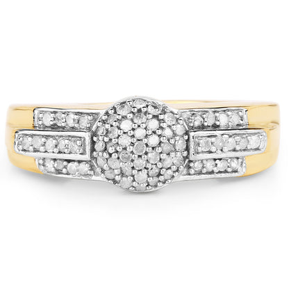 14K Yellow Gold Plated 0.30 Carat Genuine White Diamond .925 Sterling Silver Ring  DestGlow