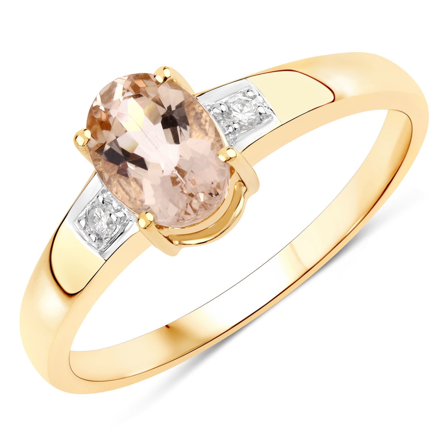 0.73 Carat Genuine Morganite and White Diamond 14K Yellow Gold Ring by Bids.com