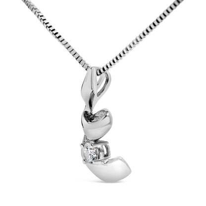 10K White Gold 1/10 Cttw Diamond Solitaire Spiral 18" Pendant Necklace (I-J Color, I2-I3 Clarity) by Bids.com