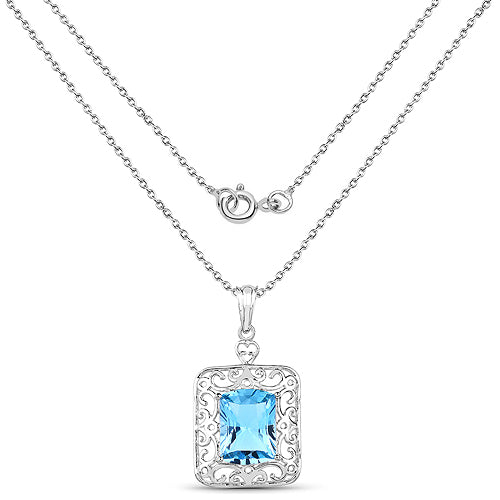 10.63 Carat Genuine Swiss Blue Topaz .925 Sterling Silver Pendant by Bids.com