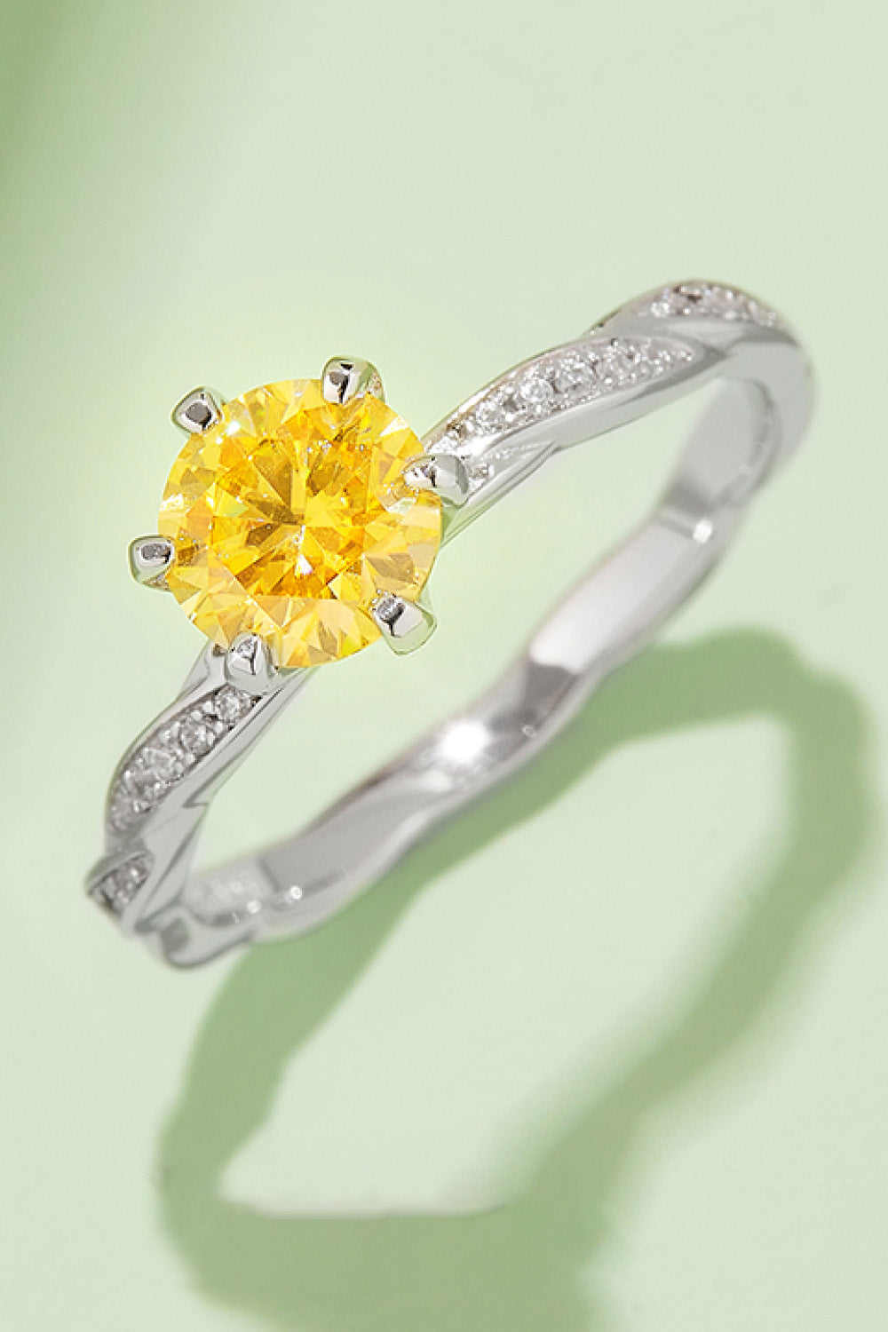 1 Carat Brilliant Round Cut Sparkala™ Contrast Platinum Over Pure Sterling Silver Ring (Yellow, Pink, or Blue) - DestGlow