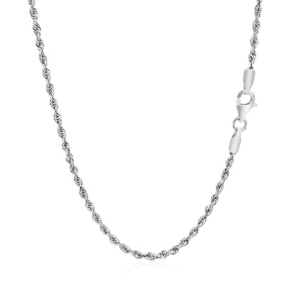 2.25mm 14k White Gold Solid Diamond Cut Rope Chain by Bids.com