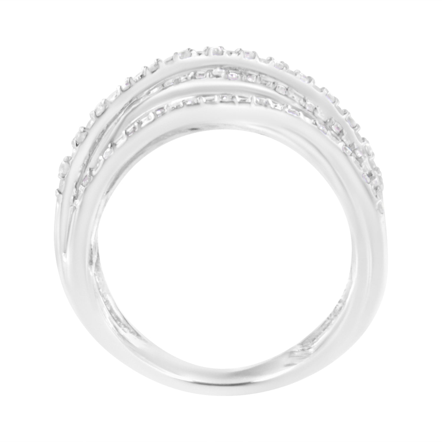 .925 Sterling Silver 1/4 Cttw Prong Set Round-Cut Diamond Bypass Ring (I-J Color, I1-I2 Clarity) - Size 7  DestGlow