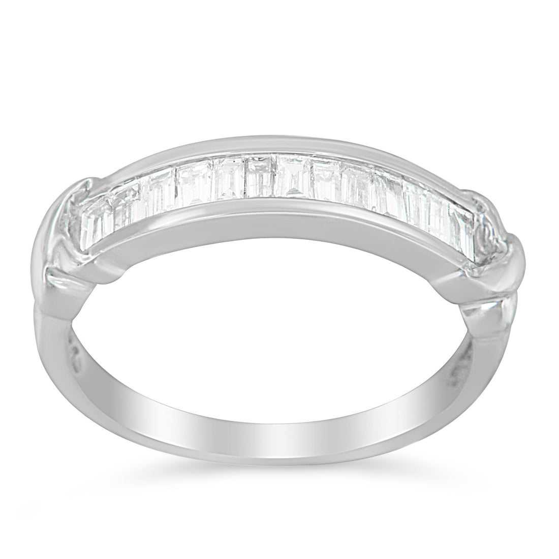 .925 Sterling Silver 1/2 Cttw Baguette Cut Diamond Channel Set X-Station Wedding Ring (H-I Color, I1-I2 Clarity) - Size 6-1/2 by Bids.com