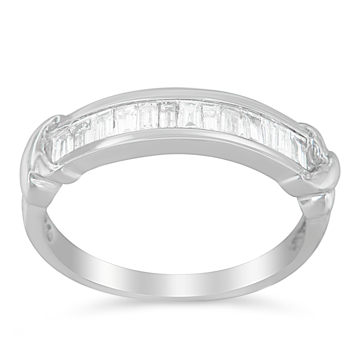 .925 Sterling Silver 1/2 Cttw Baguette Cut Diamond Channel Set X-Station Wedding Ring (H-I Color, I1-I2 Clarity) - Size 6-1/2 by Bids.com