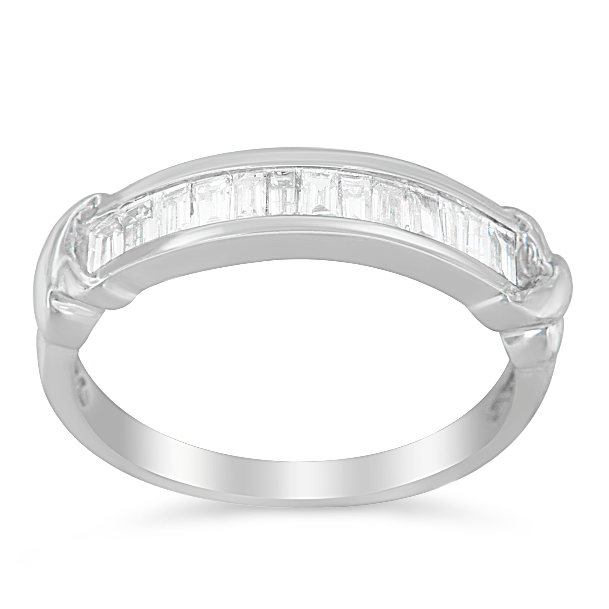 .925 Sterling Silver 1/2 Cttw Baguette Cut Diamond Channel Set X-Station Wedding Ring (H-I Color, I1-I2 Clarity) - Size 6-1/2 by Bids.com