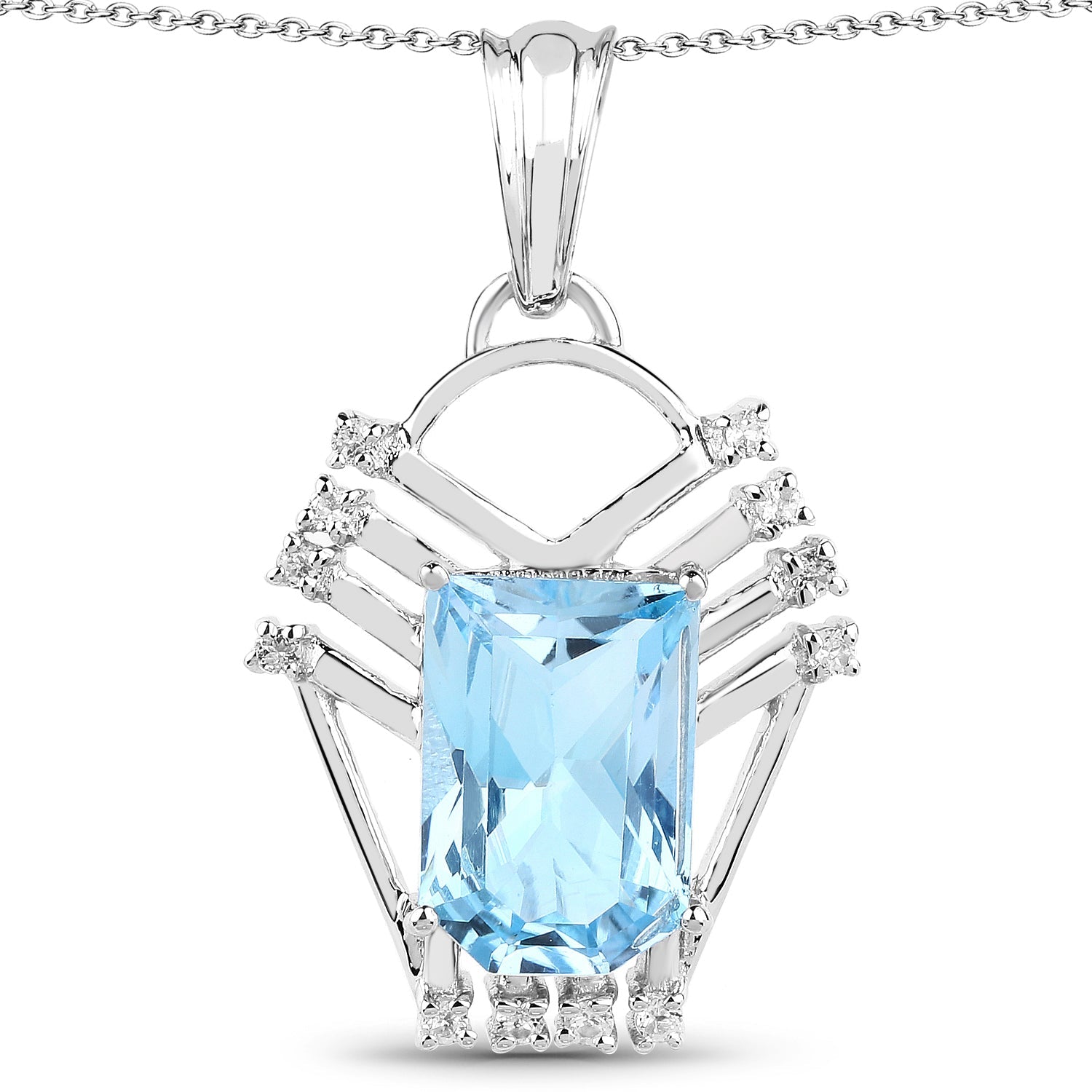 5.76 Carat Genuine Swiss Blue Topaz &amp; White Topaz .925 Sterling Silver Pendant by Bids.com