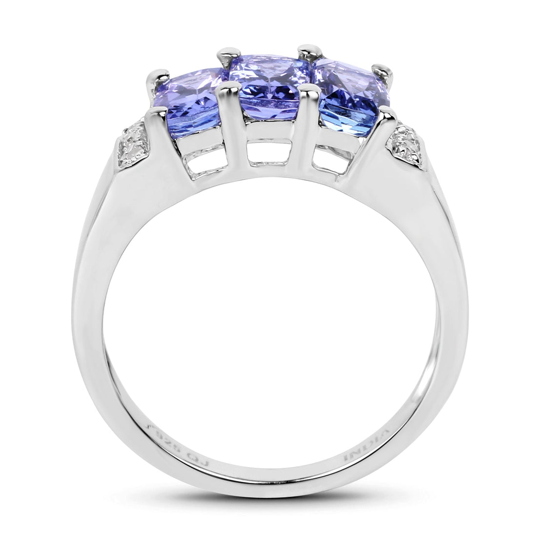 1.63 Carat Genuine Tanzanite &amp; White Diamond .925 Sterling Silver Ring by Bids.com