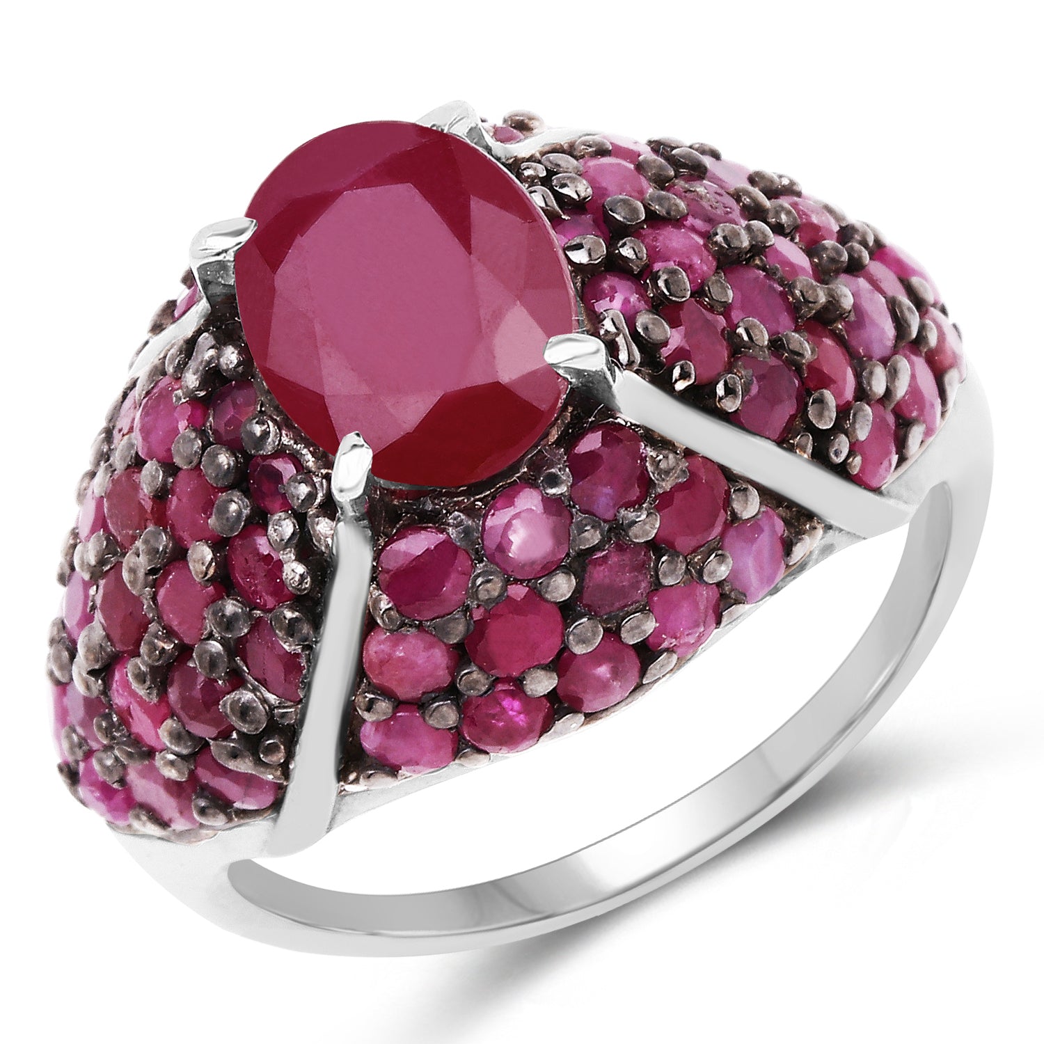 5.15 Carat Genuine Glass Filled Ruby &amp; Ruby .925 Sterling Silver Ring by Bids.com