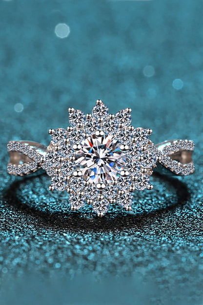 Sparkala™ Flower-Shape Split Shank Ring (Platinum Over Pure Sterling Silver) by Sparkala