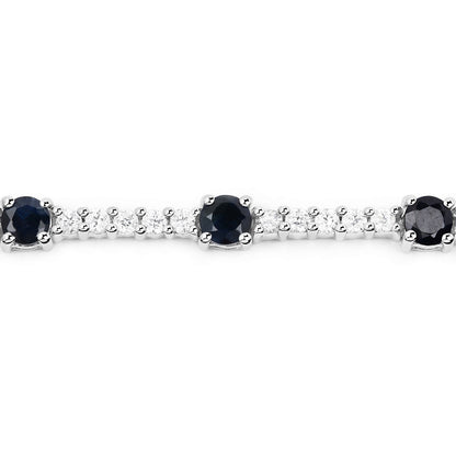 6.21 Carat Genuine Blue Sapphire and White Zircon .925 Sterling Silver Bracelet by Bids.com