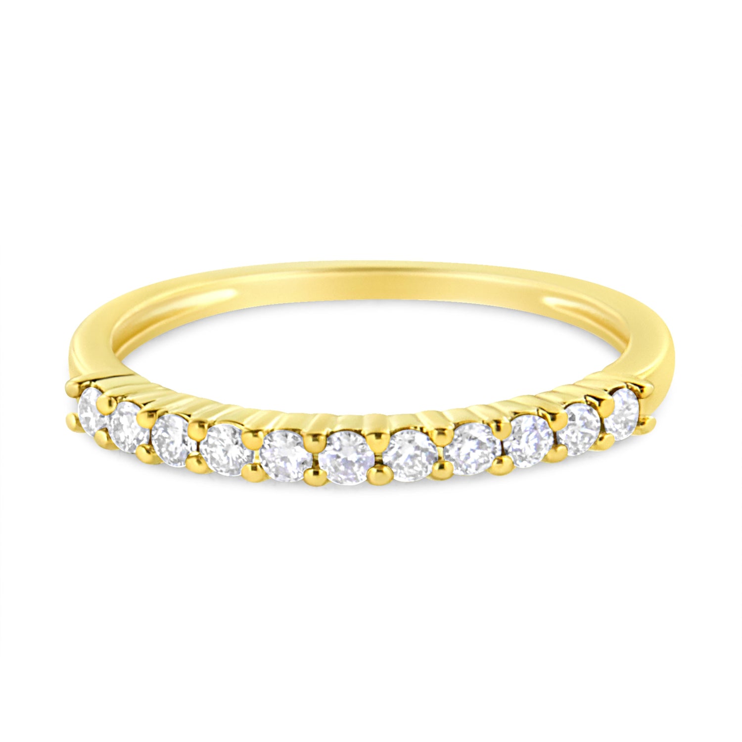 IGI Certified 1/4 Cttw Diamond 10K Yellow Gold Prong Set Fluted Band Style Ring (I-J Color, I2-I3 Clarity) - Size 7 by Bids.com