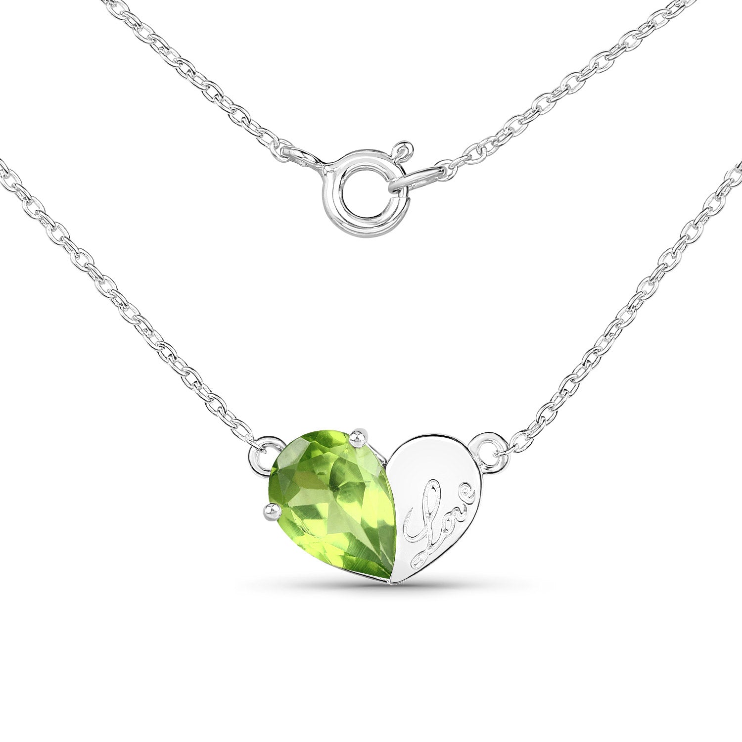 1.35 Carat Genuine Peridot .925 Sterling Silver Pendant  DestGlow