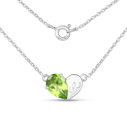 1.35 Carat Genuine Peridot .925 Sterling Silver Pendant  DestGlow