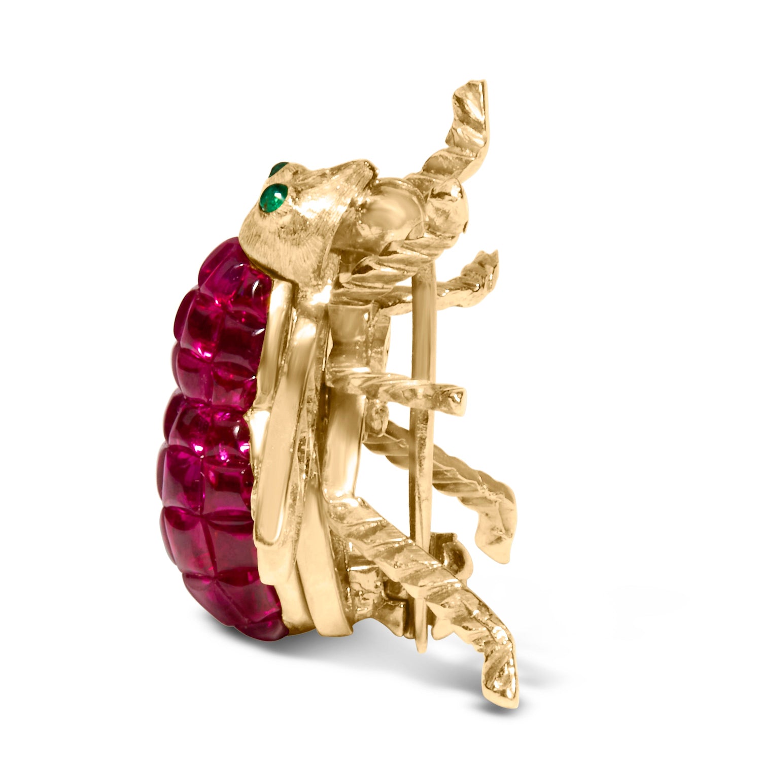18K Yellow Gold 3/8 Cttw Diamond and 6 3/4 Cttw Red Ruby Bumblebee Brooch Pin (F-G Color, VS2-SI1 Clarity) by Bids.com