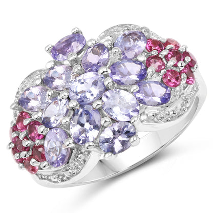2.91 Carat Genuine Tanzanite and Rhodolite .925 Sterling Silver Ring by Bids.com